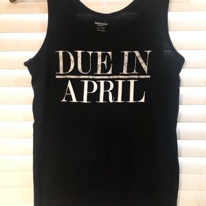 ‘Due In April’ Black Ribbed Tank